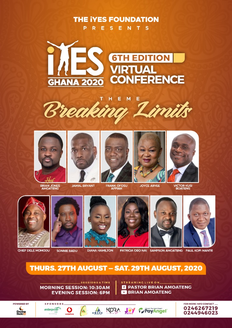 Pastor Brian Amoateng, Prophet Sampson Amoateng, Sonnie Badu, Dr Joyce Aryee, Diana Hamilton, Patricia Obo Nai, Others To Speak At 2020 iYES Virtual Conference