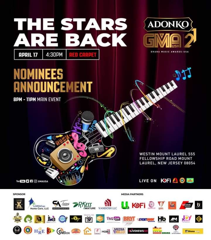Nominees List For Adonko Ghana Music Awards USA 2021 Released