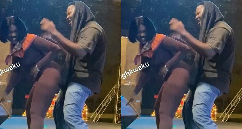  Fella Makafui Storms Stage To Give Medikal Her Ny@sh To Grind At Freedom Wave Concert – Watch Video