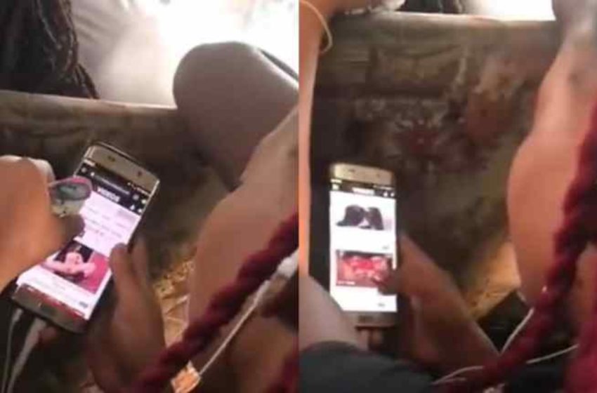  VIDEO: Netizens React In Shock As Beautiful Young Ghanaian Lady Is Filmed Watching P0n0 In Trotro