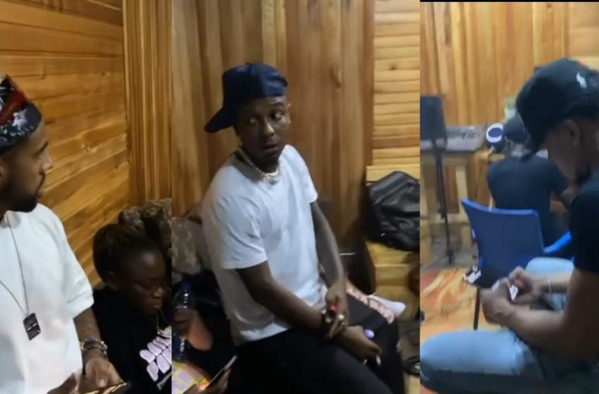  Kelvynboy Spotted In The Studio With American Rappers, Vic Mensah And Chance The Rapper – Watch Video